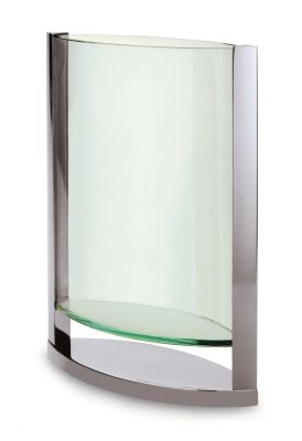 Philippi Decade Vase S: Moderne Glasvase mit silberfarbenem Metallrahmen für Blumen und Dekoration.